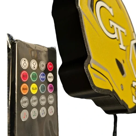Georgia Tech Helmet Lightbox 3D Printed LED with Remote Control, USB Powered - Picture 2 of 3